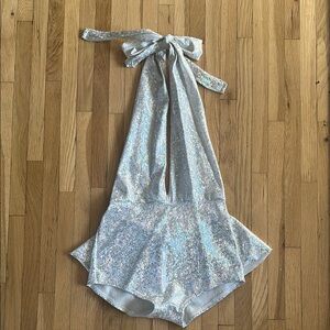 Sparkling Silver Halter Romper